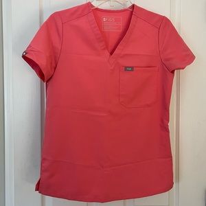 FIGS Neon Pink Catarina Scrub Top